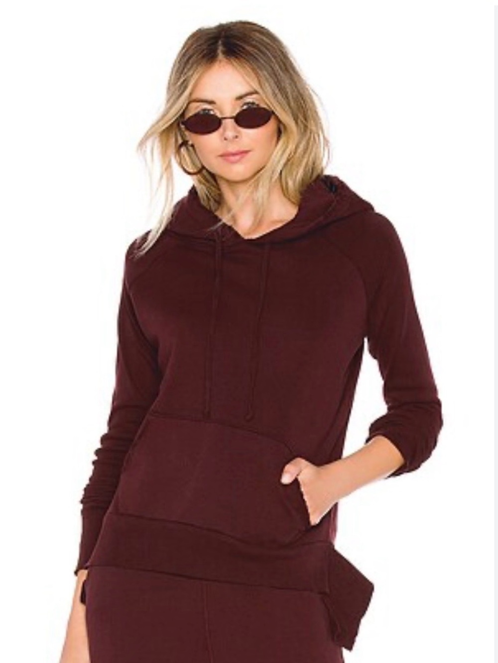 Frank & Eileen Tee Lab Raw Edge Pullover Hoodie in Vamp (Burgundy)